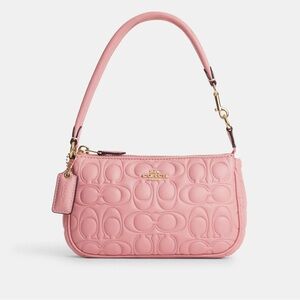 Coach Pink Quilted Signature Mini Shoulder Bag with Gold Hardware